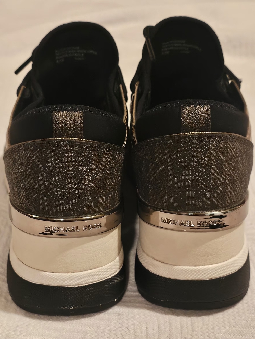 MICHAEL KORS Logo Platform Sneakers in Brown and Black